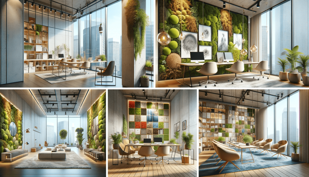 DALL·E 2023-11-16 15.02.29 - 1. A photorealistic image of a bright and airy office space with stabilized moss on a feature wall, complementing a minimalist and modern design. 2. A.png