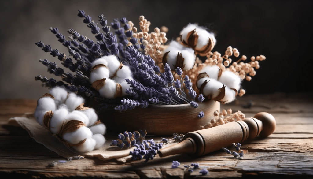 DALL·E 2024-01-18 14.56.31 - A realistic photo captured with the quality of a Canon 1D X Mark II camera, featuring dry flowers, specifically lavender and cotton. The image should .png
